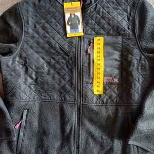 Eddie Bauer Black Quilted Fleece with Pink Zipper